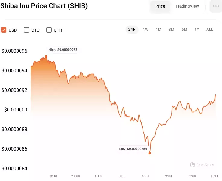 24-часовой график цены SHIB/USD. Источник: CoinStats