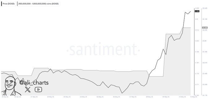 Сделка кита с DOGE. Источник: Santiment/Ali_charts